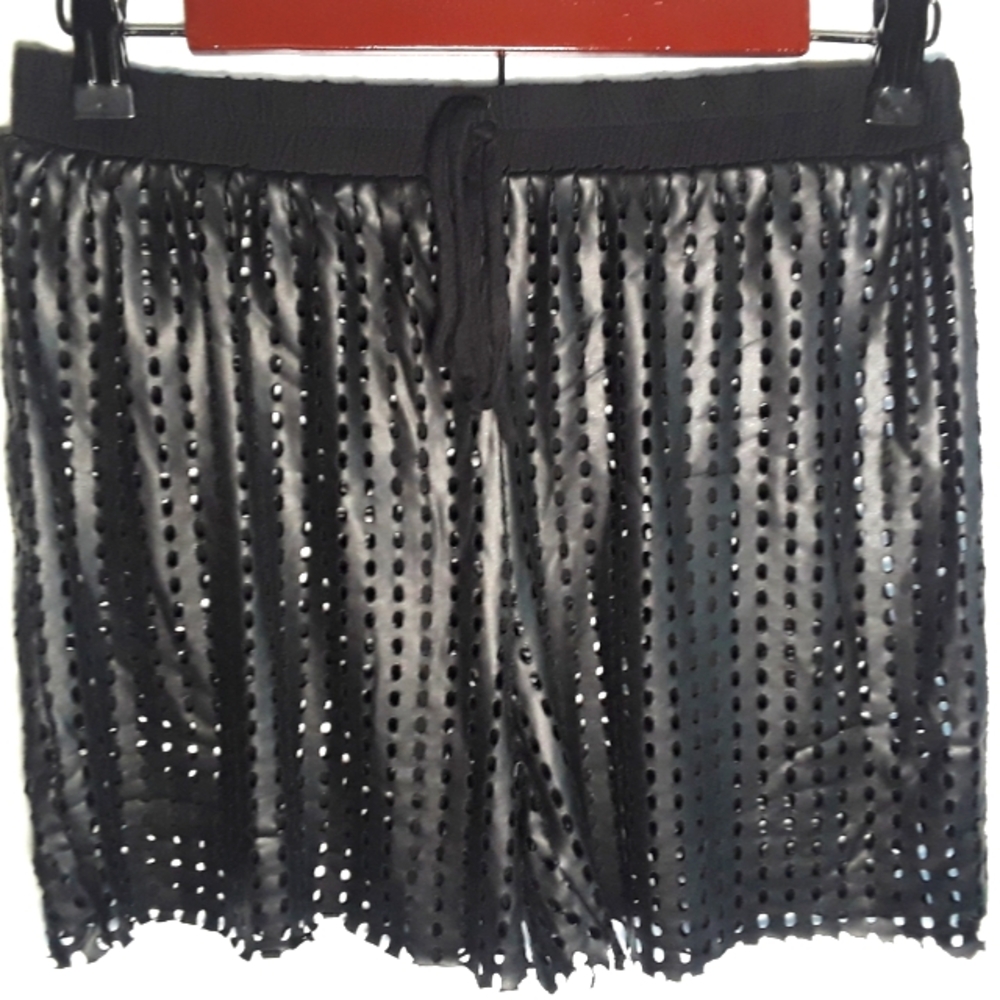 Handmade PU Black Mesh shorts, boxer cut Size L